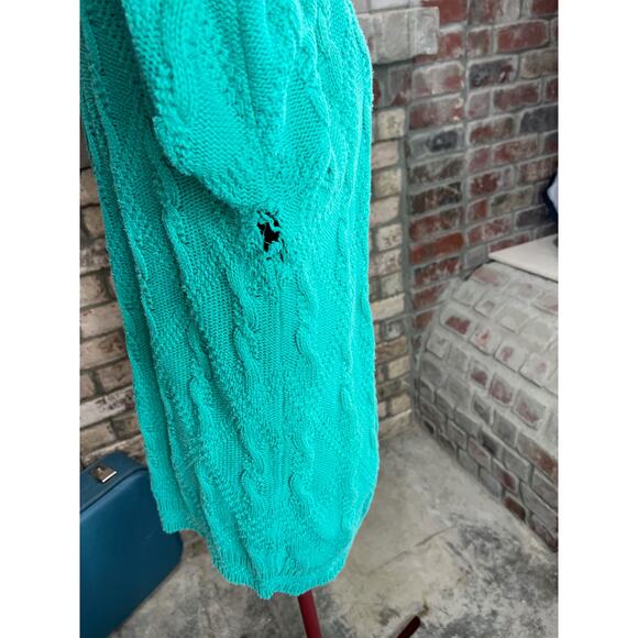 sweater cardigan cabled distressed grunge green - Picture 9 of 12